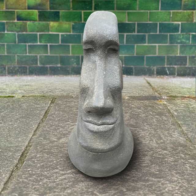 Concrete Moai Head Statue Island Face Sculpture Stone Tiki Decor Polynesian Garden Ornament Rapa Nui Cement Figure Handmade Figurine - image 1
