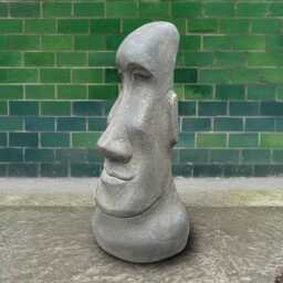 Concrete Moai Head Statue Island Face Sculpture Stone Tiki Decor Polynesian Garden Ornament Rapa Nui Cement Figure Handmade Figurine - thumbnail 2