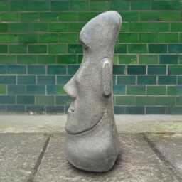 Concrete Moai Head Statue Island Face Sculpture Stone Tiki Decor Polynesian Garden Ornament Rapa Nui Cement Figure Handmade Figurine - thumbnail 3