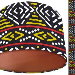 Boho Lampshade African Wax Print, Black & Yellow Light Shade - thumbnail 2