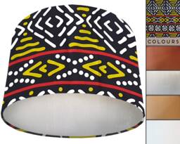 Boho Lampshade African Wax Print, Black & Yellow Light Shade