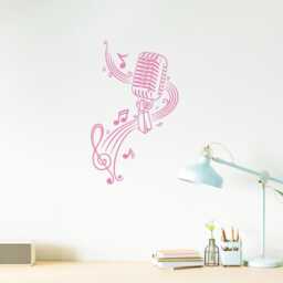Microphone Vinyl Wall Decal Mic Music Studio Musical Notes Karaoke Party Art Room Decor Window Stickers Mural - #2535Di - thumbnail 3