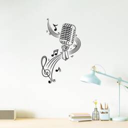 Microphone Vinyl Wall Decal Mic Music Studio Musical Notes Karaoke Party Art Room Decor Window Stickers Mural - #2535Di - thumbnail 2