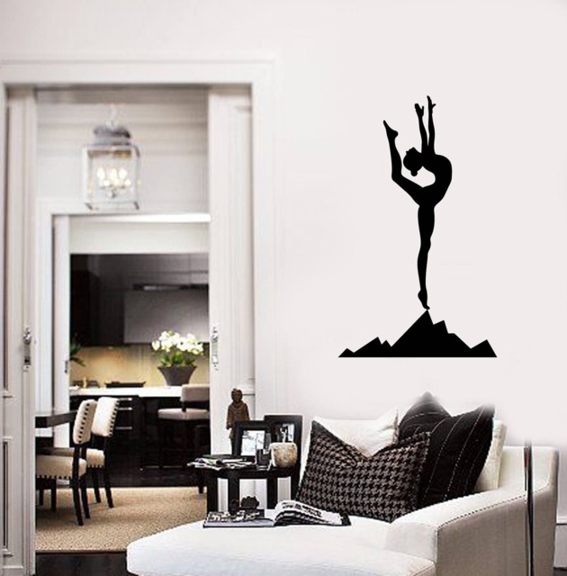 Yoga Woman Vinyl Wall Decal Girl Silhouette Meditation Room Stickers Mural - #2695Di - image 1