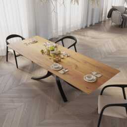 Hardwood Oak Modern Dining Table 0121 - thumbnail 3