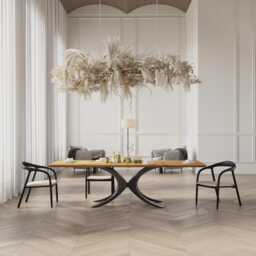 Hardwood Oak Modern Dining Table 0121 - thumbnail 2