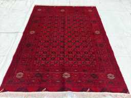 Handwoven Afghan Wool Rug 6.5x4.9 Ft Shiren Takab Tribal Carpet - thumbnail 1