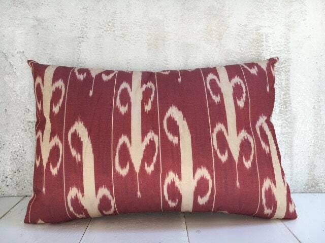 Silk Ikat Pillow Cover - 16x24, Handwoven Style Cushion - image 1