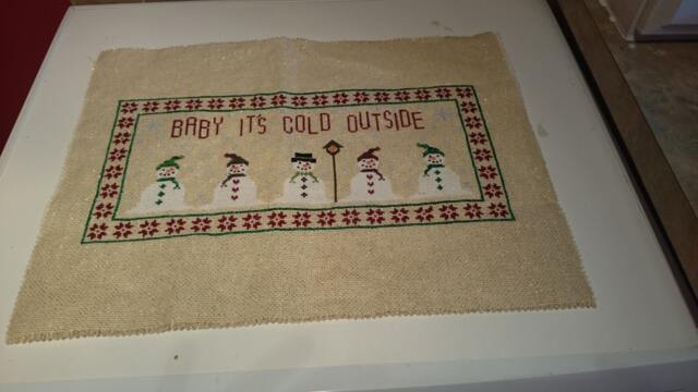 Christmas Themed Snowman Crosstich Image Size 14 5/8 In. By 7 1/8 - image 1