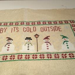 Christmas Themed Snowman Crosstich Image Size 14 5/8 In. By 7 1/8 - thumbnail 2