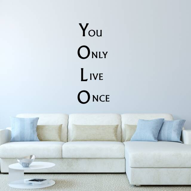 "Vwaq Yolo Wall Decal You Only Live Once Matte Black Vinyl Quote Sticker - 30""H X 12" - image 1