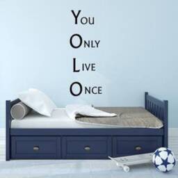 "Vwaq Yolo Wall Decal You Only Live Once Matte Black Vinyl Quote Sticker - 30""H X 12" - thumbnail 2