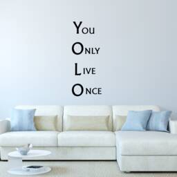 "Vwaq Yolo Wall Decal You Only Live Once Matte Black Vinyl Quote Sticker - 30""H X 12" - thumbnail 1