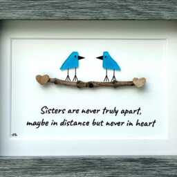 Sea Glass Bird Art, Sisters Gift, Framed Coastal Decor - thumbnail 2