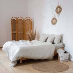 Linen Bedding Set in Natural Colors - Duvet Cover + 2 Pillowcases. Us King, Queen - thumbnail 3