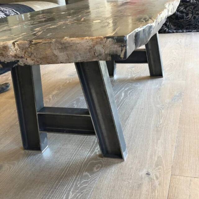 steel Coffee Table Legs, A-Shaped Bench Furniture Dining With Reclaimed Wood Top, Industrial Desk Set Of 2 - image 1