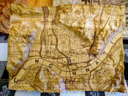 Cincinnati - 3D Map Carving Wood Carved Terrain With Woodburned Features, Lines & Text - thumbnail 1