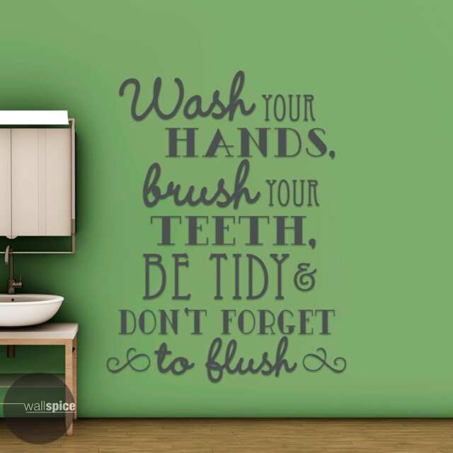 Wash Your Hands Brush Teeth Be Tidy & Don't Forget To Flush Vinyl Wall Decal Sticker Bathroom Rules - image 1