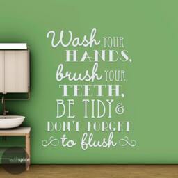 Wash Your Hands Brush Teeth Be Tidy & Don't Forget To Flush Vinyl Wall Decal Sticker Bathroom Rules - thumbnail 2