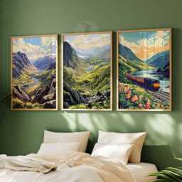 Set Of 3 Llanberis Pass Poster, Snowdonia Art Prints, Scenic Mountain & Valley Wall Decor, Vintage Hiking Poster Set, Nature Lover Gift - thumbnail 3