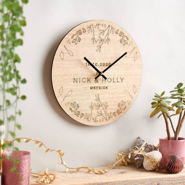 Personalised Floral Wedding Clock - image 1