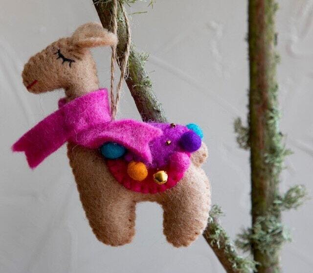 Handmade Wool Felt Llama Christmas Ornament - image 1