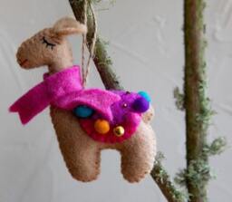 Handmade Wool Felt Llama Christmas Ornament