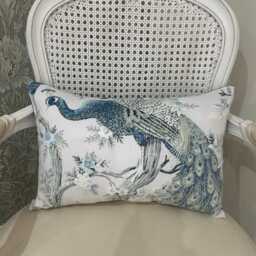 Handmade Cushion Cover in Laura Ashley Belvedere, Peacock Print, The Midnight Colour Way, 12 X 18 Inch - thumbnail 2