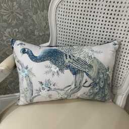 Handmade Cushion Cover in Laura Ashley Belvedere, Peacock Print, The Midnight Colour Way, 12 X 18 Inch - thumbnail 3