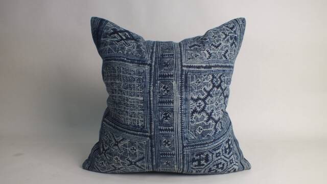 Decorative Cushions Hmong Batik Hemp Pillowcase Indigo Ethnic Hand Woven Fabrics Cushion Home Decor - image 1