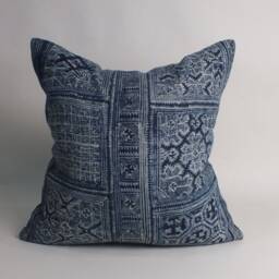 Decorative Cushions Hmong Batik Hemp Pillowcase Indigo Ethnic Hand Woven Fabrics Cushion Home Decor - thumbnail 3