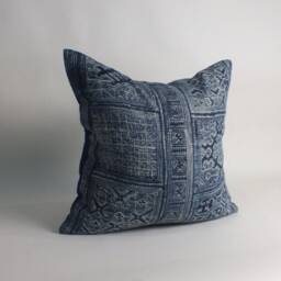 Decorative Cushions Hmong Batik Hemp Pillowcase Indigo Ethnic Hand Woven Fabrics Cushion Home Decor - thumbnail 2