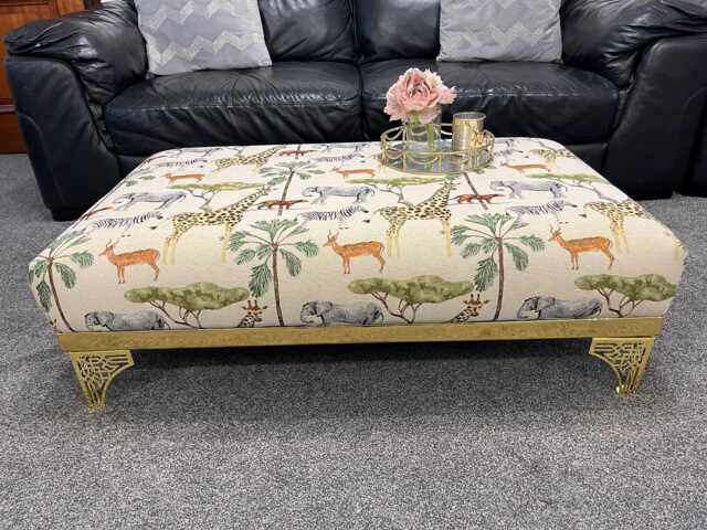 Handmade Animal Print Upholstered Footstool Coffee Table - image 1