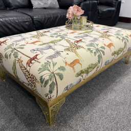 Handmade Animal Print Upholstered Footstool Coffee Table - thumbnail 3