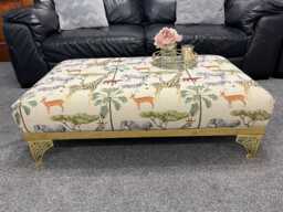 Handmade Animal Print Upholstered Footstool Coffee Table - thumbnail 1