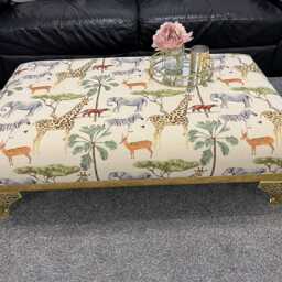 Handmade Animal Print Upholstered Footstool Coffee Table - thumbnail 2