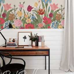 Colorful Meadow - Removable Wall Mural, Floral Nature Garden, Blooming Flowers Decor, Self Adhesive, Nursery Mural #10 - thumbnail 2