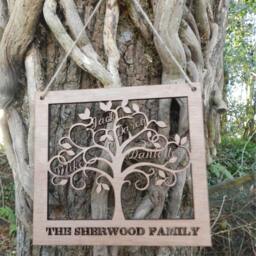 Personalised Wooden Family Tree Wall Art - Engraved Name Sign - thumbnail 2