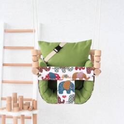 Elephant Print Baby Swing Handmade Cotton Duck Highchair Swing - thumbnail 3