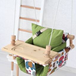 Elephant Print Baby Swing Handmade Cotton Duck Highchair Swing - thumbnail 2
