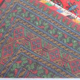7x10 Red Afghan Rug, Hand Knotted Soft Pile Wool Oriental Area Turkmen Tribal Bukhara Rug - Rugs For Living Room, Bedroom - thumbnail 4