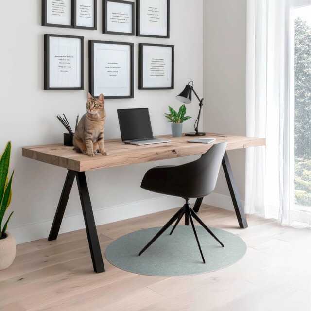 Oak Leaves Pattern Computer Chair Mat, Turquoise Office Vinyl Floor Protector, Protector - image 1