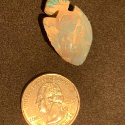 Australian Opal Fish Carving Blue Green Fire - thumbnail 3