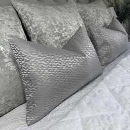 Astrid Silver Cushion Cover, Luxurious Throw Pillow Cover For Sofa/Bed, Luxury Home Decor - Bedroom , Designer Fabric, Size 12x20
