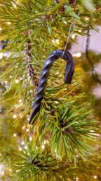 steel Candy Cane Christmas Ornament Handmade Forged