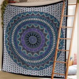 Hand Printed Cotton Mandala Tapestry Boho Wall Hanging