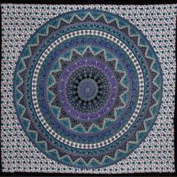 Hand Printed Cotton Mandala Tapestry Boho Wall Hanging - thumbnail 2