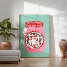 You're My Jam Poster, Retro Kitchen Wall Art, Cute Pop Art Print, Playful Strawberry Jar Illustration, Fun Vintage Home Decor Poster - thumbnail 2