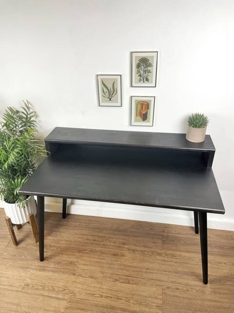 Bespoke Handmade Wooden Table/Desk. 120 X 60cm Industrial, Tapered Legs. Dark, Two Tire, Shelf, Monitors Stand, Computer Desk, Solid Wood - image 1