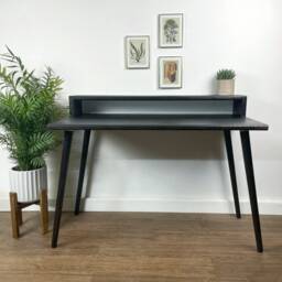 Bespoke Handmade Wooden Table/Desk. 120 X 60cm Industrial, Tapered Legs. Dark, Two Tire, Shelf, Monitors Stand, Computer Desk, Solid Wood - thumbnail 2